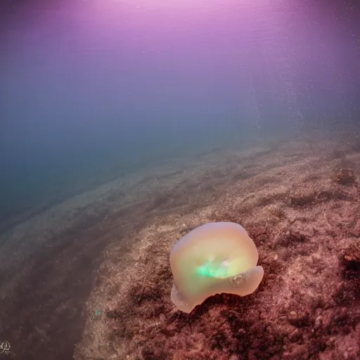 Image similar to ocean floor, jelly fish, landscape, night, glow in dark, by wlop, cinematic, wildlife photography, dark