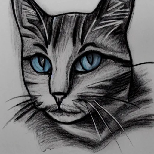 Prompt: a sketch of a cat handmade with a pen