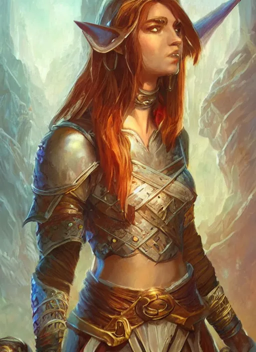 Prompt: half - elf, ultra detailed fantasy, dndbeyond, bright, colourful, realistic, dnd character portrait, full body, pathfinder, pinterest, art by ralph horsley, dnd, rpg, lotr game design fanart by concept art, behance hd, artstation, deviantart, hdr render in unreal engine 5