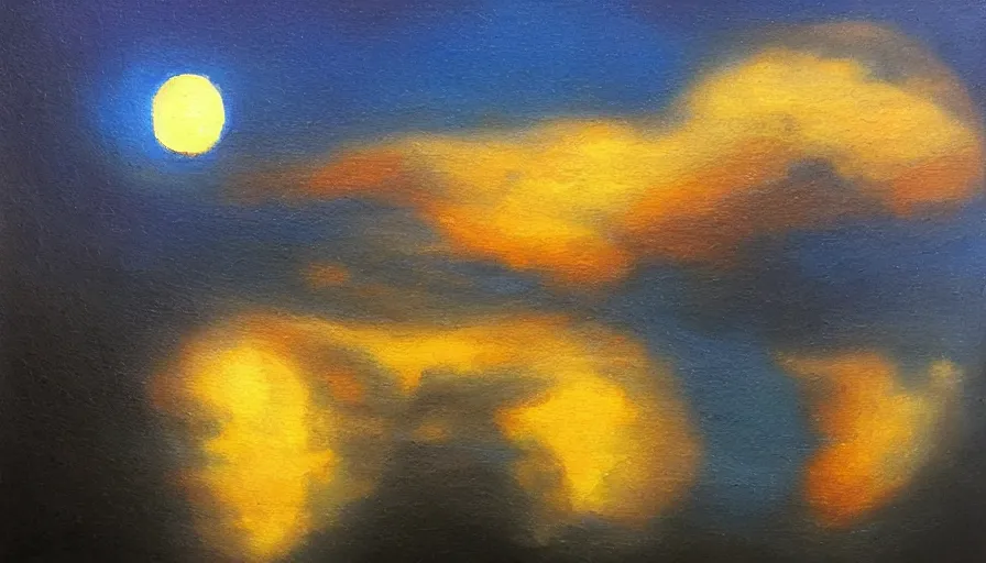 Prompt: oil painting, caressing the beautiful blue moon