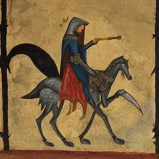 Image similar to wolf knight, medieval painting,