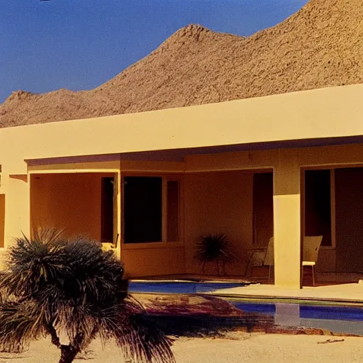 Image similar to a desert villa in 1 9 7 4 color