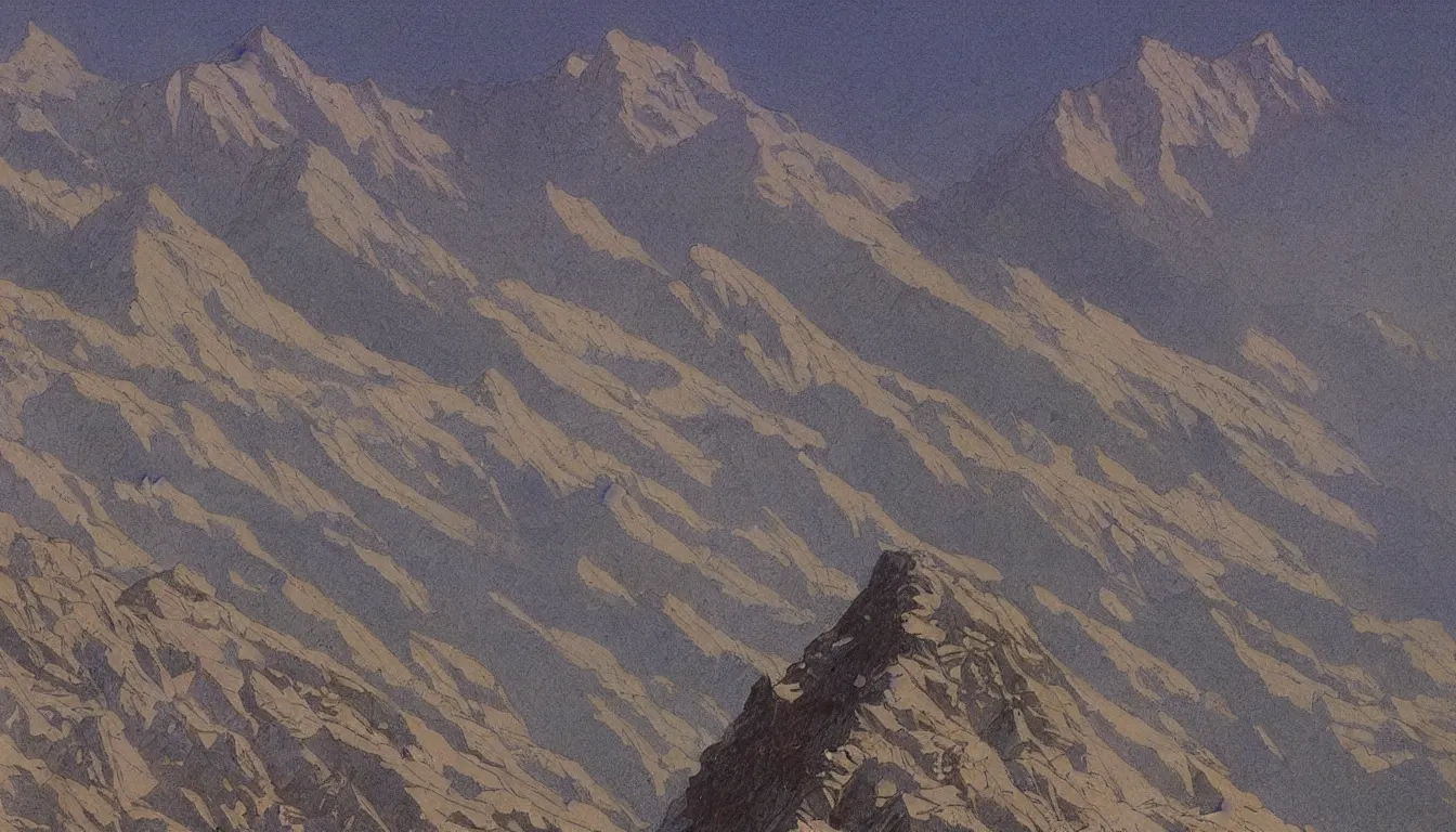 Prompt: himalayas by moebius