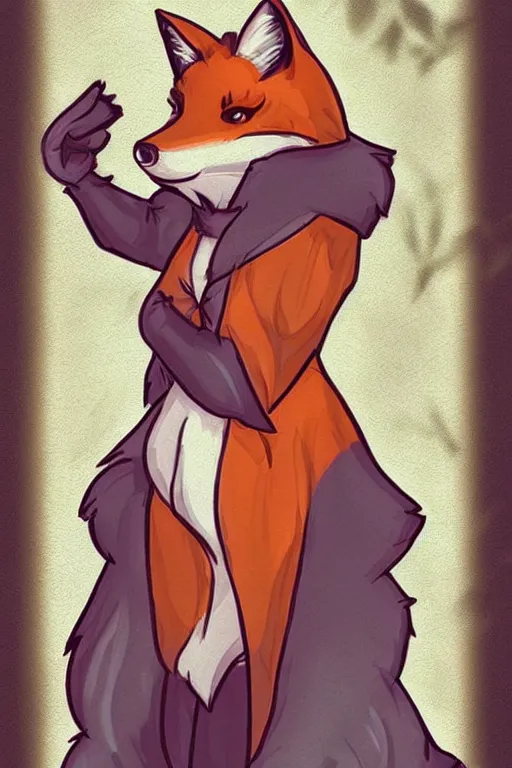 Image similar to a pretty medieval anthropomorphic fox with a fluffy tail, comic art, trending on furaffinity, cartoon, kawaii, backlighting, furry art!!!, cool shading, concept art