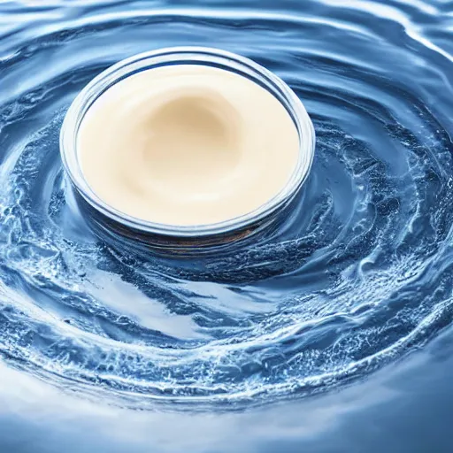 Image similar to face - cream emerging from water causing circular serene artistic ripples