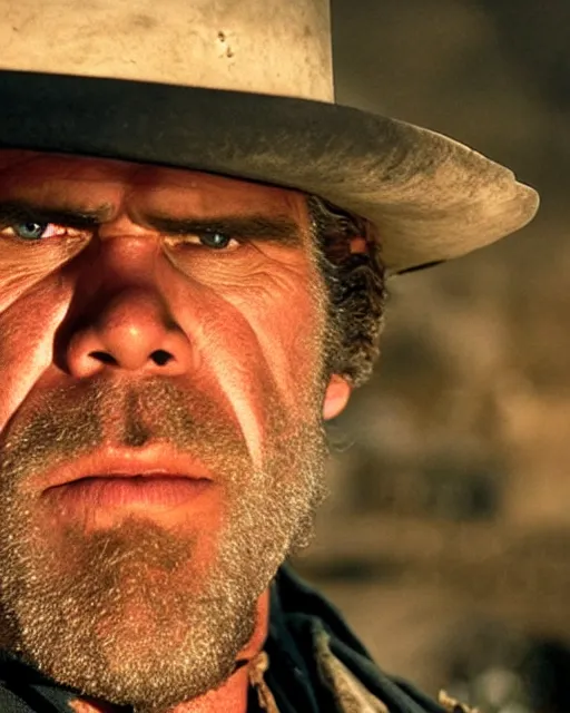 Image similar to film still close up shot of ron perlman in the movie a fistful of dollars. photographic, photography