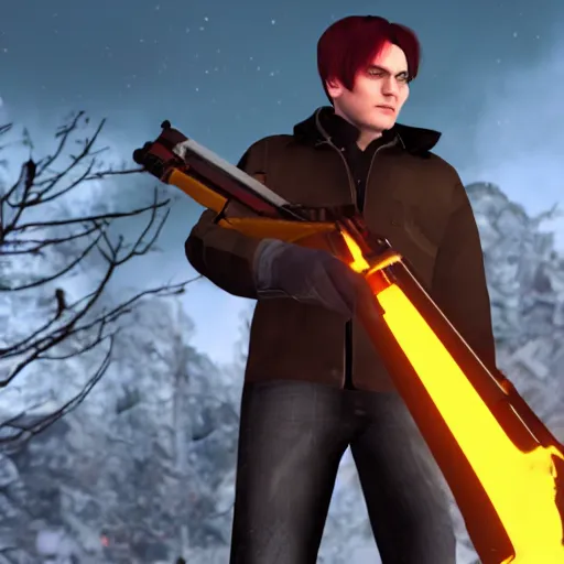 Image similar to a screenshot of Gerard Way in Half-Life 2