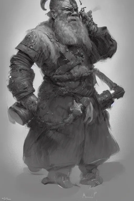 Image similar to Concept art of a dwarf by Even Amundsen, digital pencil