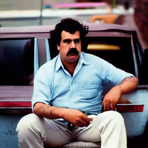 Image similar to pablo escobar as a metaverse drug dealer. cinestill - w 7 6 8