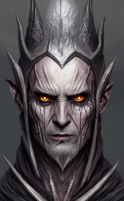 Image similar to legendary creepy dark elf wizard, highly detailed, d & d, fantasy, highly detailed, digital painting, trending on artstation, concept art, sharp focus, illustration, global illumination, ray tracing, realistic shaded, art by artgerm and greg rutkowski and fuji choko and viktoria gavrilenko and hoang lap