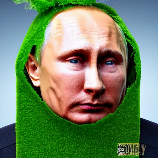 Image similar to putin wearing pickle costume, highly detailed, studio lighting, 4 k