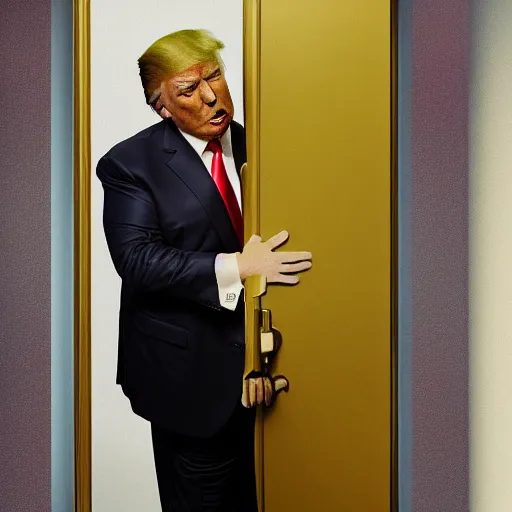 Image similar to candid color photo of Donald Trump being bullied in his jail cell . photo for Vanity Fair