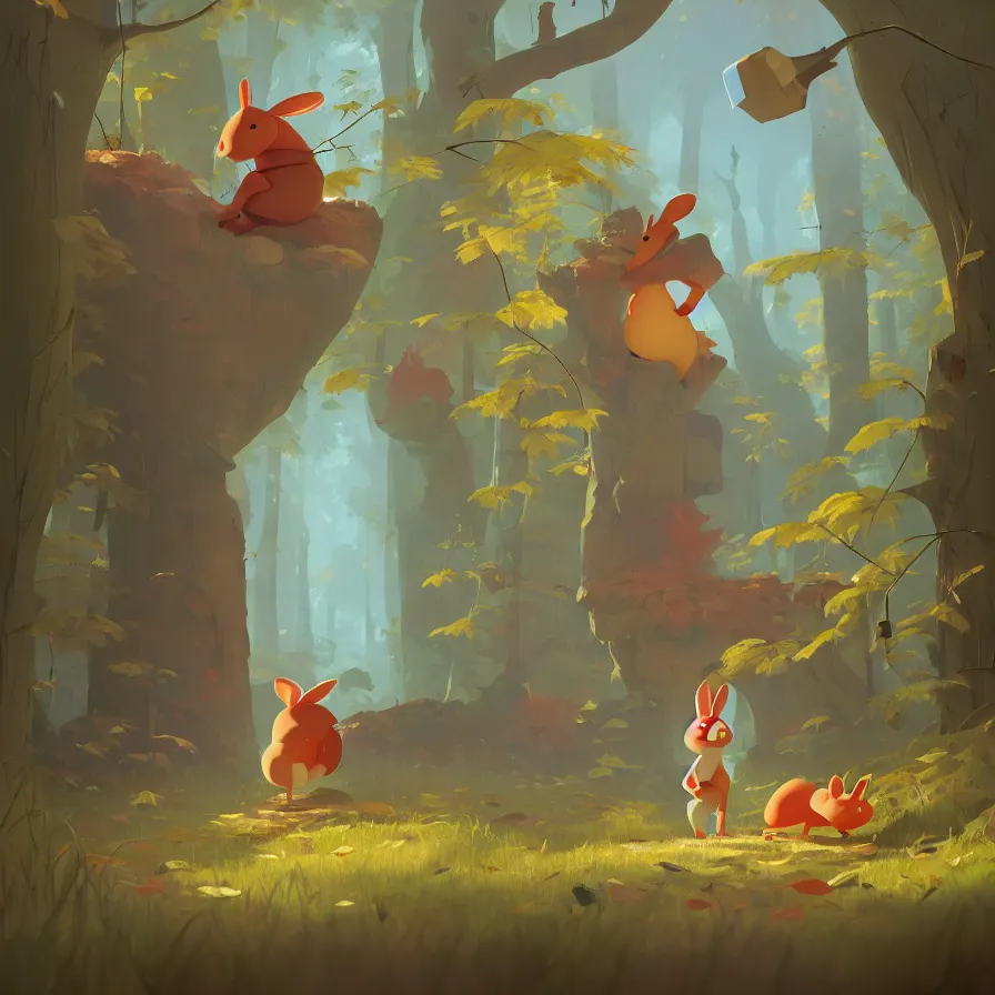 Image similar to Goro Fujita illustrating Image where you can see half forest half rabbit hole, art by Goro Fujita, sharp focus, highly detailed, ArtStation