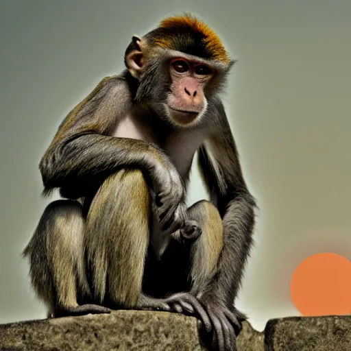 Prompt: a monkey that is eating the sun