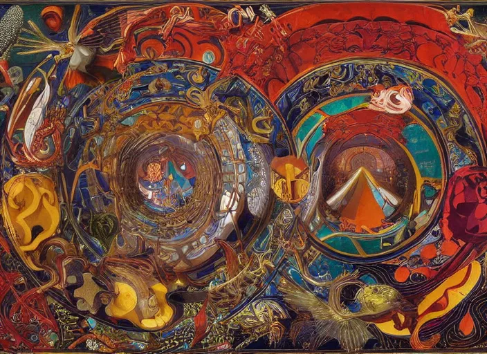 Prompt: the ouroboros of infinite flower universes, by paolo uccello, dichromatism, paradox, volumetric light, insanely detailed and intricate, hypermaximalist, warm colors, dramatic lighting, smooth, sharp focus, extremely detailed, aesthetically pleasing composition