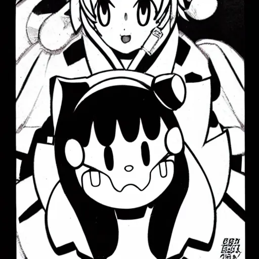 Image similar to kirby as girl, yusuke murata,