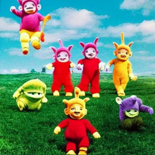 Prompt: creepy teletubbies