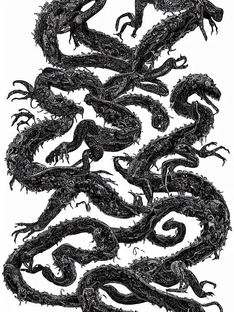 Image similar to black and white illustration creative design body horror hydra