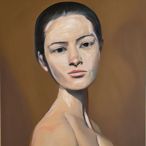 Prompt: woman portrait painting by soulage