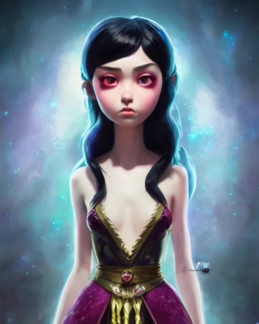 Prompt: an epic fantasy comic book style full body portrait painting of a Crystal girl with black hair, elegant, character design by Mark Ryden and Pixar and Hayao Miyazaki, unreal 5, DAZ, hyperrealistic, octane render, cosplay, RPG portrait, dynamic lighting, intricate detail, summer vibrancy, cinematic