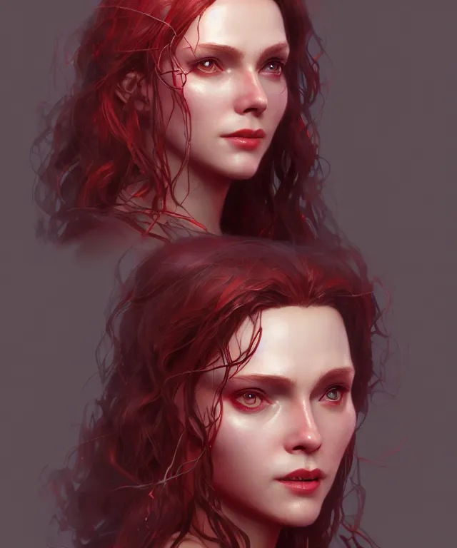 Prompt: Scarlet Witch, au naturel, hyper detailed, digital art, trending in artstation, cinematic lighting, studio quality, smooth render, unreal engine 5 rendered, octane rendered, art style by klimt and nixeu and ian sprigger and wlop and krenz cushart