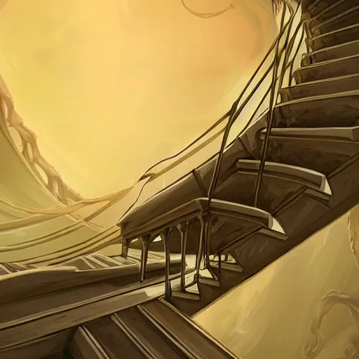 Image similar to a stairway to heaven that is collapsing, elegant, intricate, highly detailed, digital painting, artstation, concept art, sharp focus, illustration, 8 k