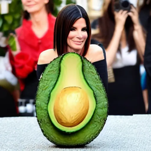 Prompt: sandra bullock as an avocado chair