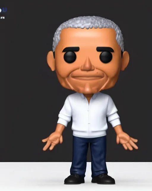 Image similar to full body 3d render of barack obama as a funko pop, studio lighting, white background, blender, trending on artstation, 8k, highly detailed