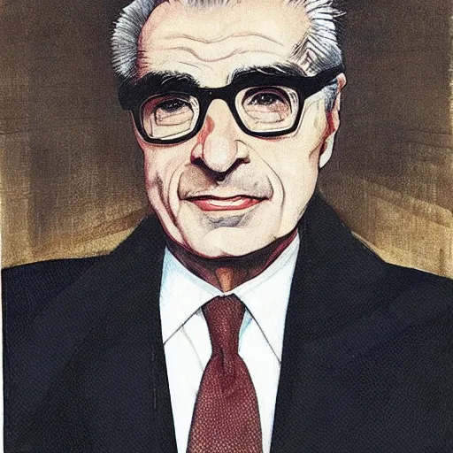 Prompt: “portrait of Martin Scorsese, by Robert McGinnis”