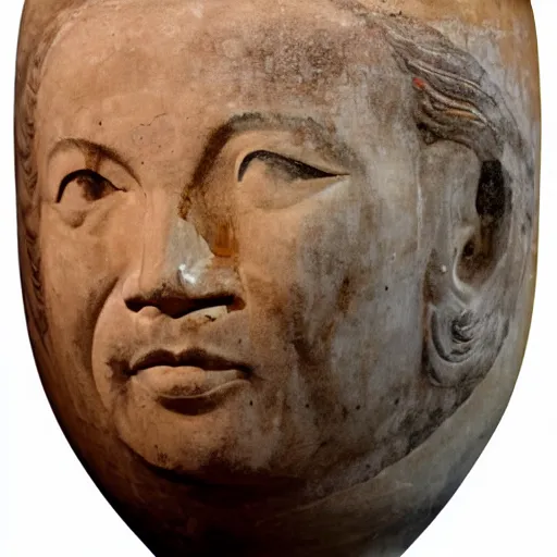 Image similar to a portrait of Lee Kuan Yew on an ancient greek pot found in Athens, British Musuem