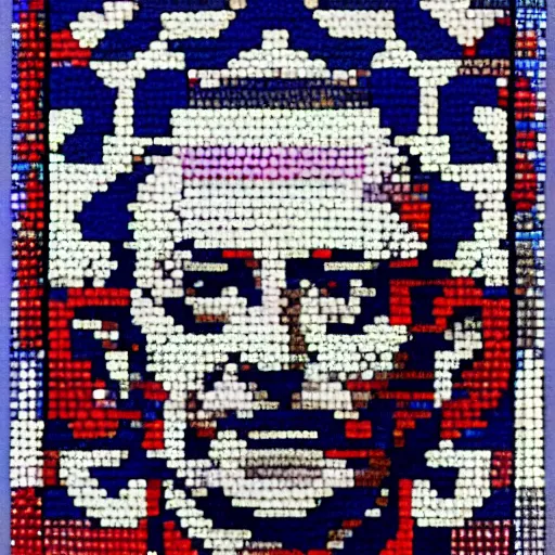 Prompt: A beadwork portrait of Joe Biden