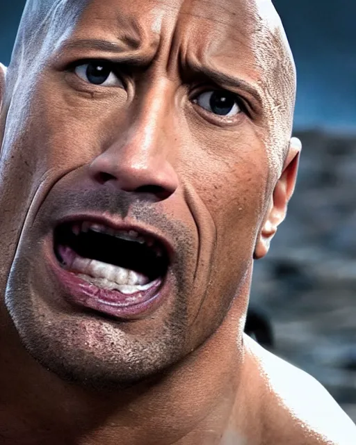 Image similar to film still close up shot of dwayne johnson as max rockatansky in the movie mad max. photographic, photography