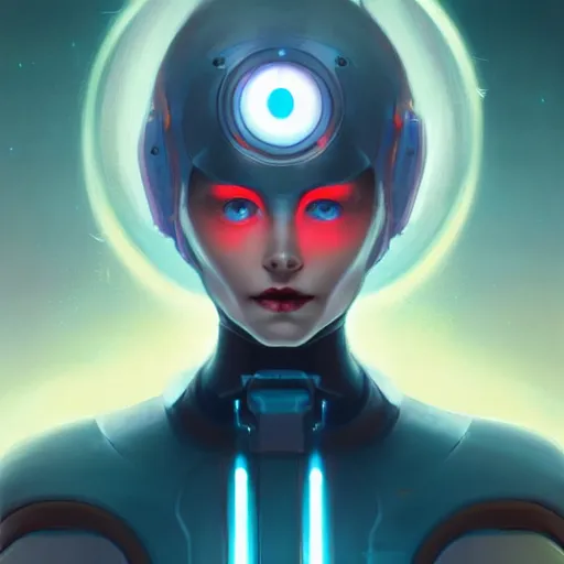 Image similar to symmetrical portrait of a beautiful cybernetic woman hal 9 0 0 0 by pete mohrbacher and guweiz and josan gonzalez, graphic novel, artstation, deviantart, pinterest, 4 k uhd image