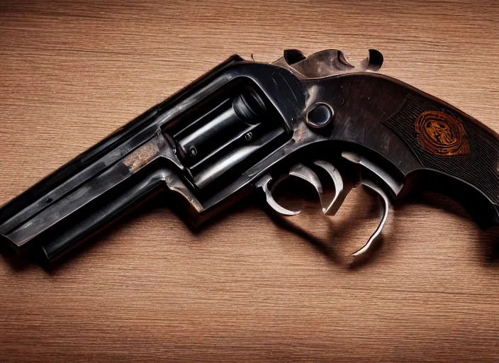 Prompt: Dark-toned product photos, Colt Pistol, 4K, Vintage