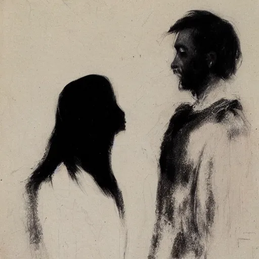 Image similar to portrait of a man in profile, woman