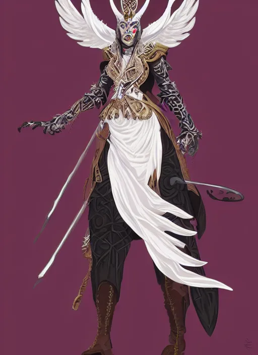 Image similar to hawk headed warlock, wind magic, exquisite details, full body character design, white background, by studio muti