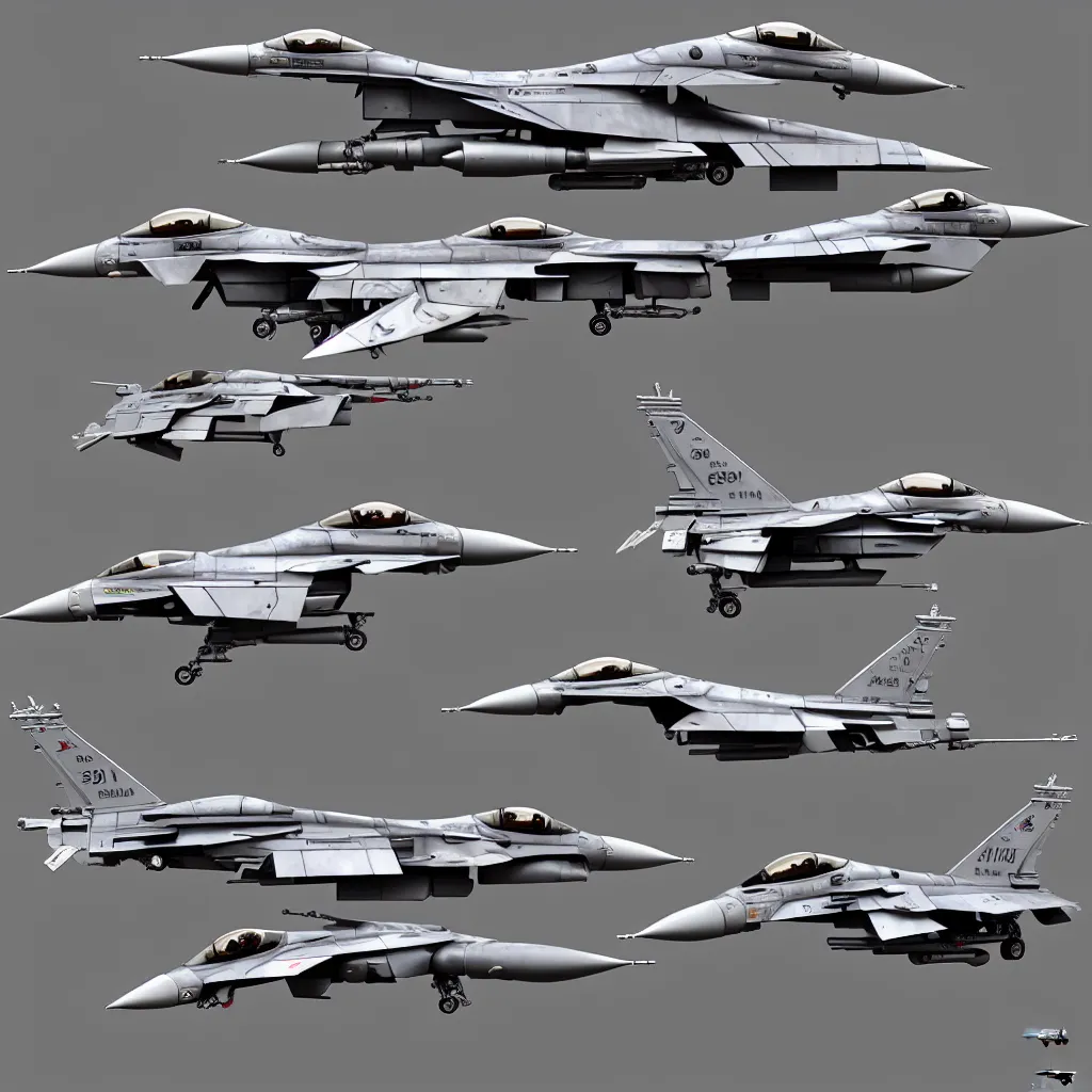 Image similar to f 1 6 fighting falcon with lots of guns concept art, robotech gradius outer space concept art, hyperrealism, fine detail, 8 k, 3 d render, artstation contest winner, cgsociety, cryengine, concept art!!, zbrush, vray, sprite!! no background