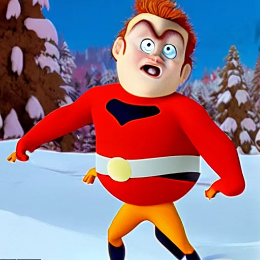 Image similar to syndrome from the incredibles in rudolph the red nosed reindeer