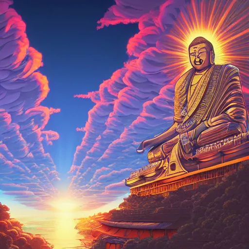 Prompt: the second coming of the buddah, by dan mumford and yusuke murata and makoto shinkai and ross tran, cosmic, heavenly, god rays, intricate detail, cinematic, 8 k, cel shaded, unreal engine, featured on artstation, pixiv