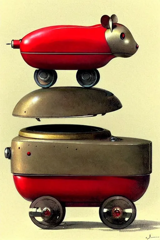 Image similar to ( ( ( ( ( 1 9 5 0 s retro future android robot fat robot mouse red wagon. muted colors., ) ) ) ) ) by jean - baptiste monge,!!!!!!!!!!!!!!!!!!!!!!!!!