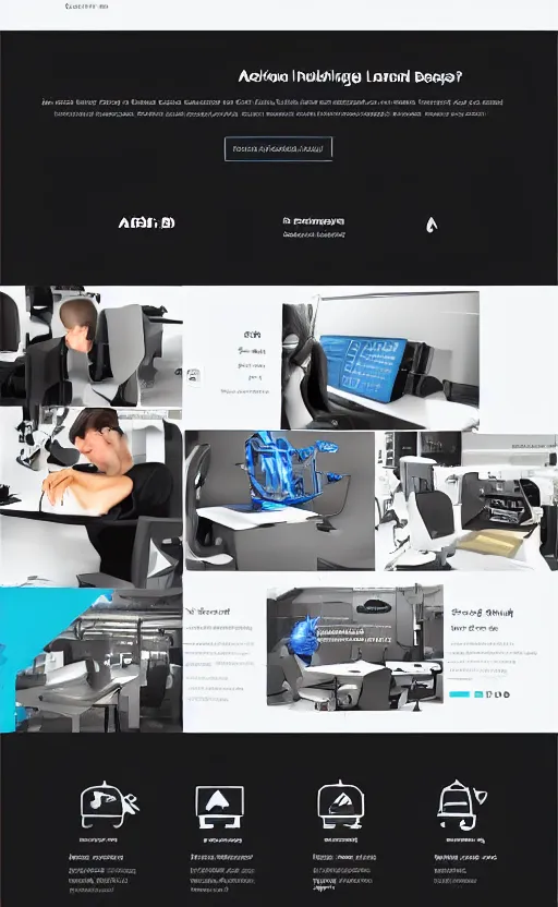 Image similar to landing page of a 3 d printing bussines, web design, concept, awwwards