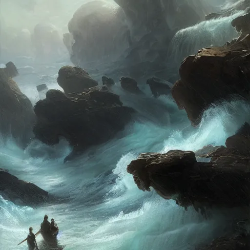 Image similar to an eerie whirlpool, matte painting, fantasy art, by greg rutkowski, by andreas achenbach,