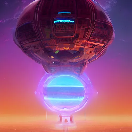 Image similar to Stunning fantasy concept art of the giant ring-megastructure along the enormous dyson sphere's rim, fantasy illustration by Beeple, Anton Fandeev & Alena Aenami