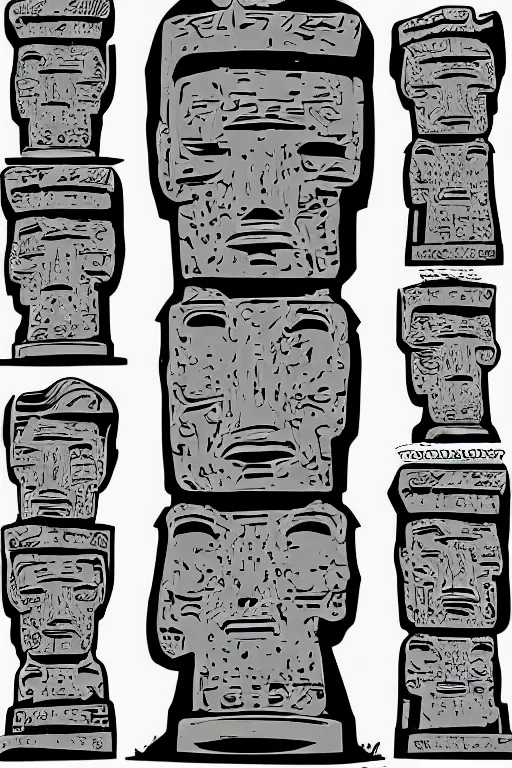 Image similar to vector moai statue digital illustration cartoon graffity street popart comics