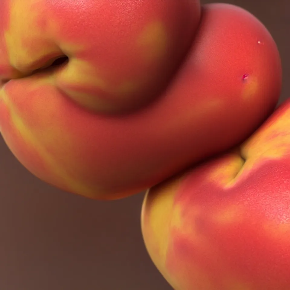 Prompt: A human-like!!! juicy peach, if was made of pale human skin. Close-up. Octane Render, Trending on artstation. Bokeh.