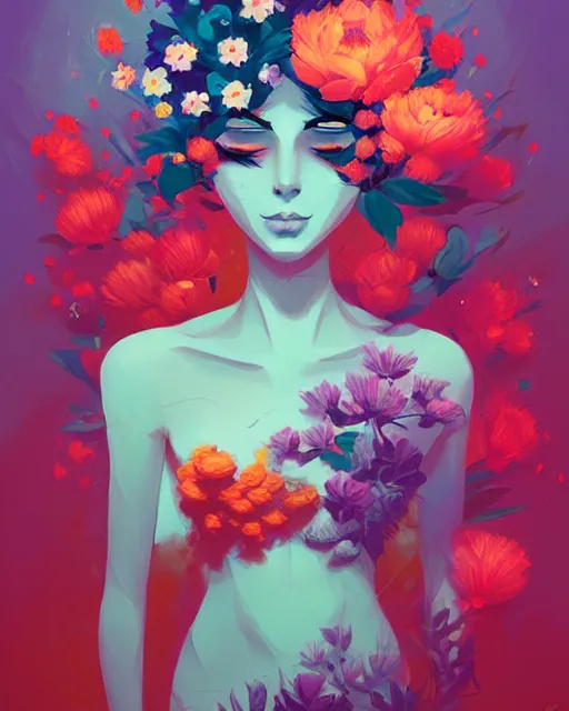 Prompt: woman made of flowers, abstract art by ross tran and anton fadeev
