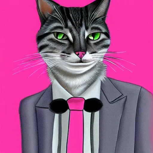 a furry male cat in a pink suit by buigues | Stable Diffusion | OpenArt
