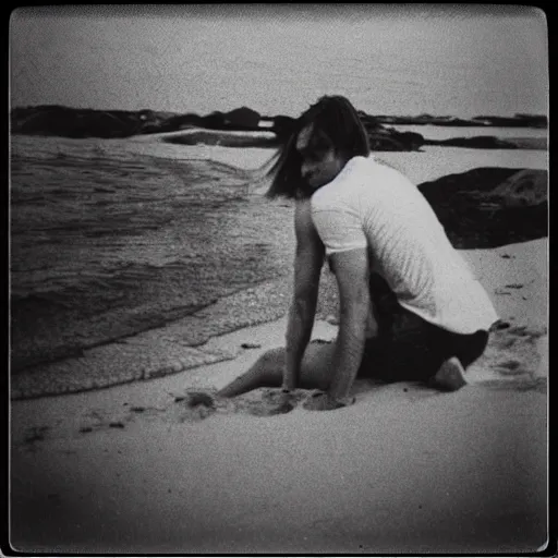 Image similar to polaroid beach gender reversal Tarkovsky