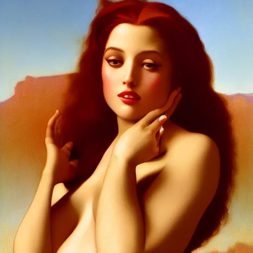 Prompt: Painting of Jessica Rabbit. Art by william adolphe bouguereau. During golden hour. Extremely detailed. Beautiful. 4K. Award winning.