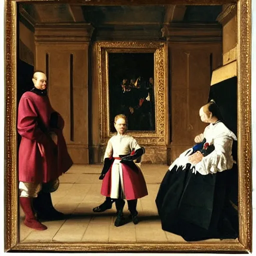 Image similar to royal family during an argument, diego velazquez, very detailed, cinematic, dynamic light